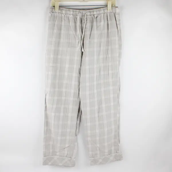 Dip Sleepwear Women's M Gray Plaid 100% Cotton Elastic Waist Lounge Pants
