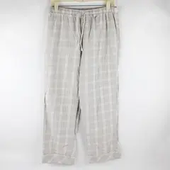 Dip Sleepwear Women's M Gray Plaid 100% Cotton Elastic Waist Lounge Pants