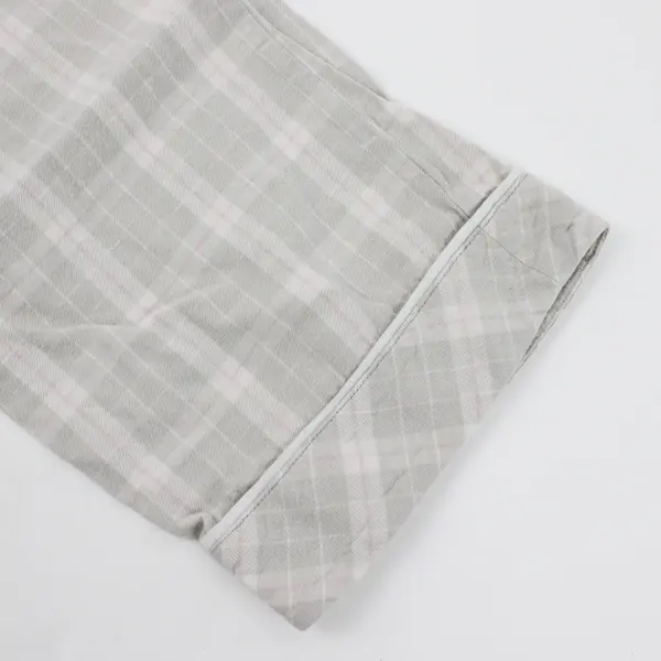 Dip Sleepwear Women's M Gray Plaid 100% Cotton Elastic Waist Lounge Pants