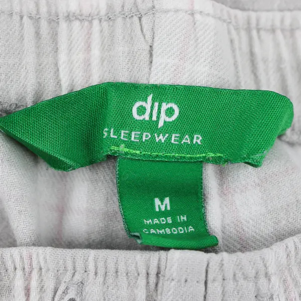 Dip Sleepwear Women's M Gray Plaid 100% Cotton Elastic Waist Lounge Pants