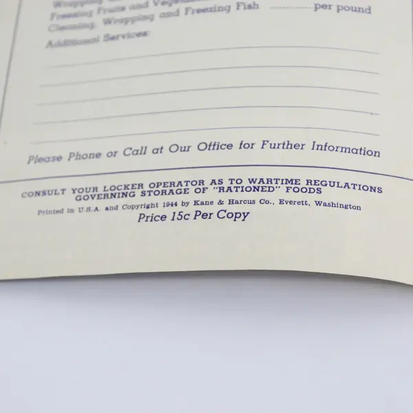 1944 Locker Logic Booklet Jewel Ice Cream Co St Helens Newberg Molalla Oregon