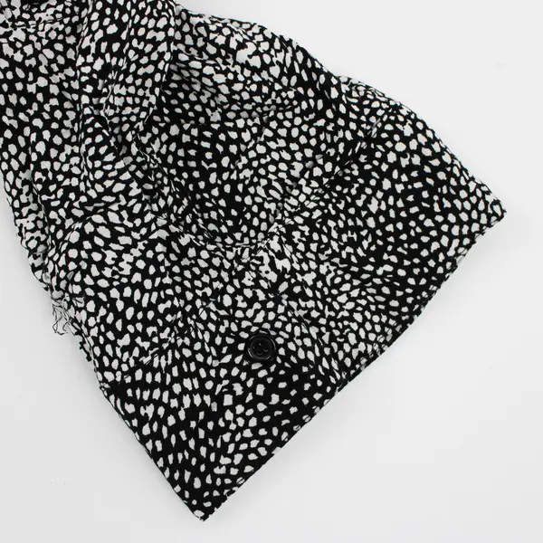 Pure Energy Women's Plus Size 2 Blk & White Spotted Roll Tab Shirt Dress