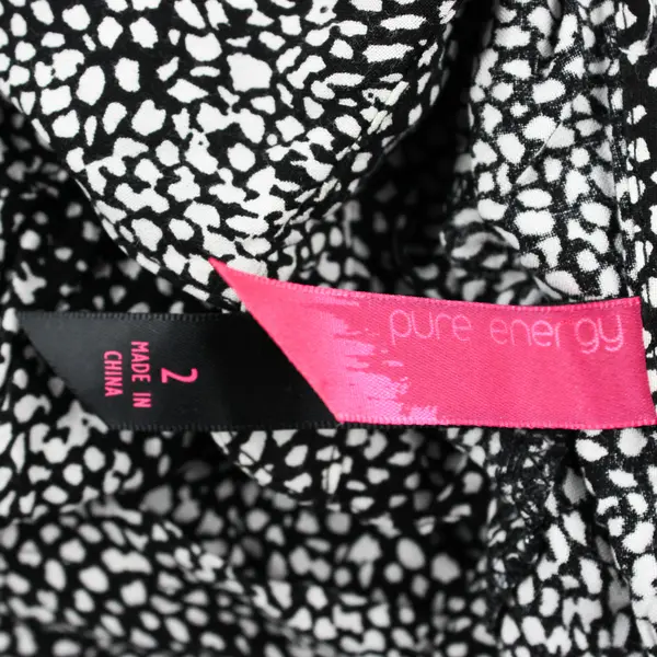 Pure Energy Women's Plus Size 2 Blk & White Spotted Roll Tab Shirt Dress