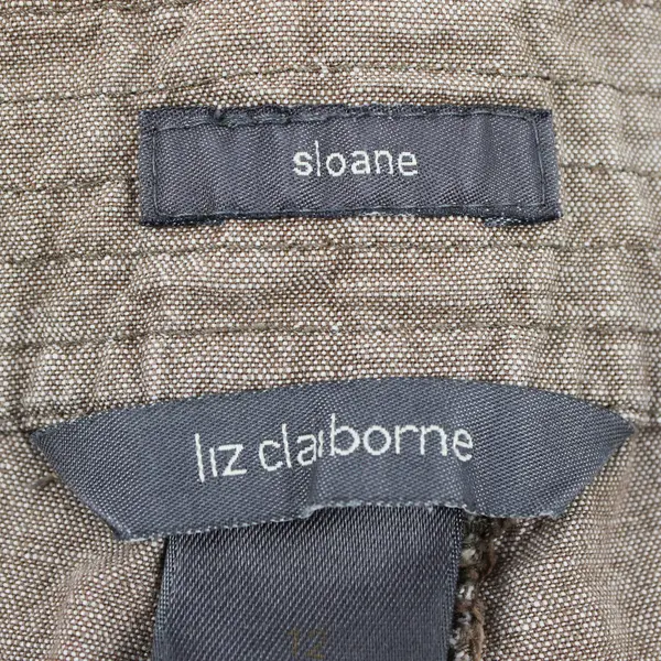 Liz Claiborne Women's 12 Khaki Drawstring Leg Cuff 100% Cotton Capri Pants