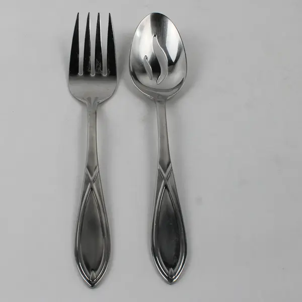 Lot Of 2 Wallace Silver Vista (Stainless) Flatware Serving Set (Spoon & Fork)