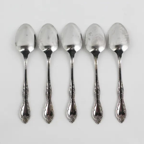 Set of 5 Oneida Bourbon Stainless Teaspoons