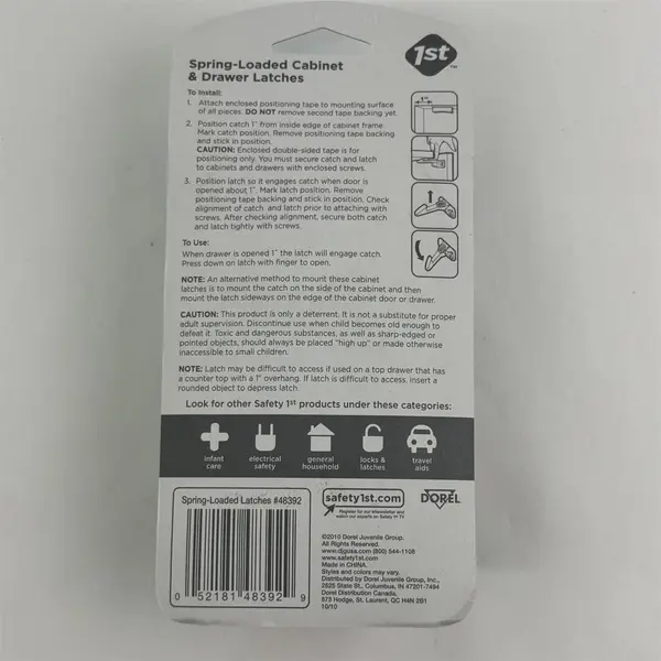 Safety 1st Spring-Loaded Cabinet & Drawer Latches for Baby/Child Proofing 10 Pcs