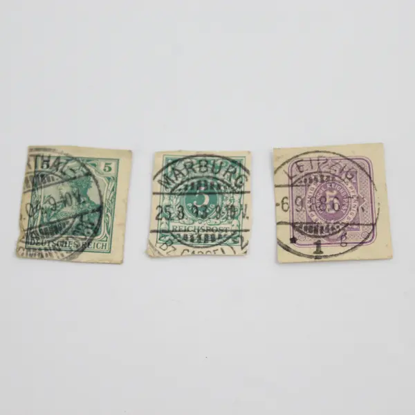 Lot Of 3 Germany Deutsches Reich Postal Stationery Cut Square 5pf Stamps Used