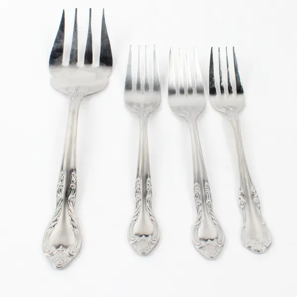 Lot Of 4 Wallace Silver Sophie (Stainless) Flatware Serving Fork & 3 Salad Forks