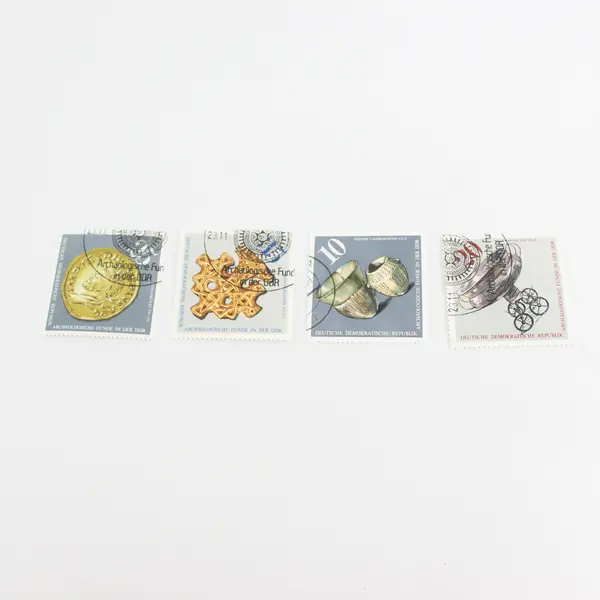 Lot Of 4 East Germany DDR Artifacts Stamps OG Precancel Archaeology 1976 