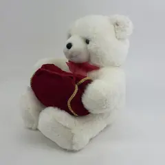 GUND White Plush Teddy Bear With Red Velvet Gift Bag 14"