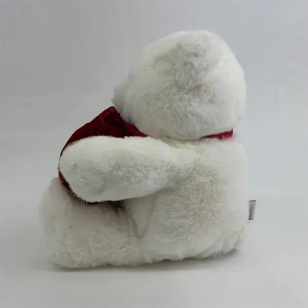 GUND White Plush Teddy Bear With Red Velvet Gift Bag 14"