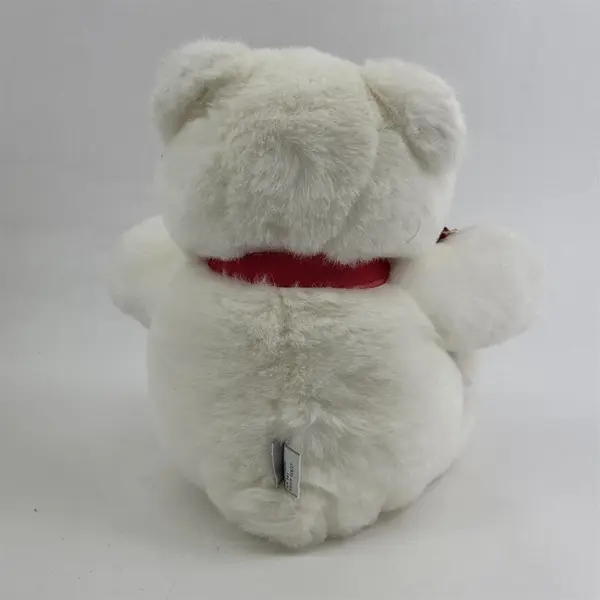 GUND White Plush Teddy Bear With Red Velvet Gift Bag 14"