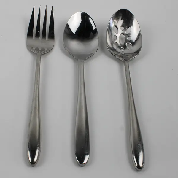 Lot Of 3 Wallace Silver Saphire (Stainless) Flatware 1 Serving Fork & 2 Spoons
