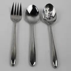 Lot Of 3 Wallace Silver Saphire (Stainless) Flatware 1 Serving Fork & 2 Spoons