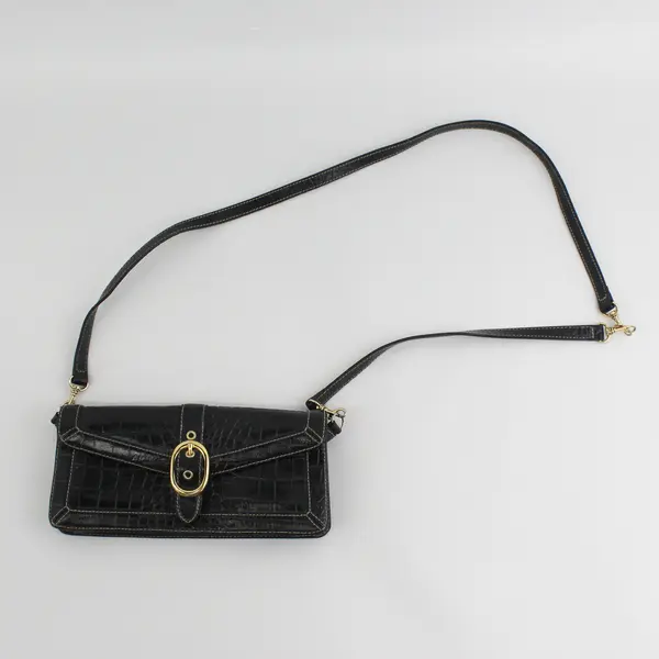 Giani Bernini Black Leather Crossbody Bag Compact Lightweight 