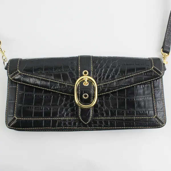 Giani Bernini Black Leather Crossbody Bag Compact Lightweight 
