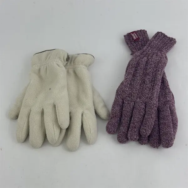 Lot of 2 Pairs Women's Winter Gloves White & Purple