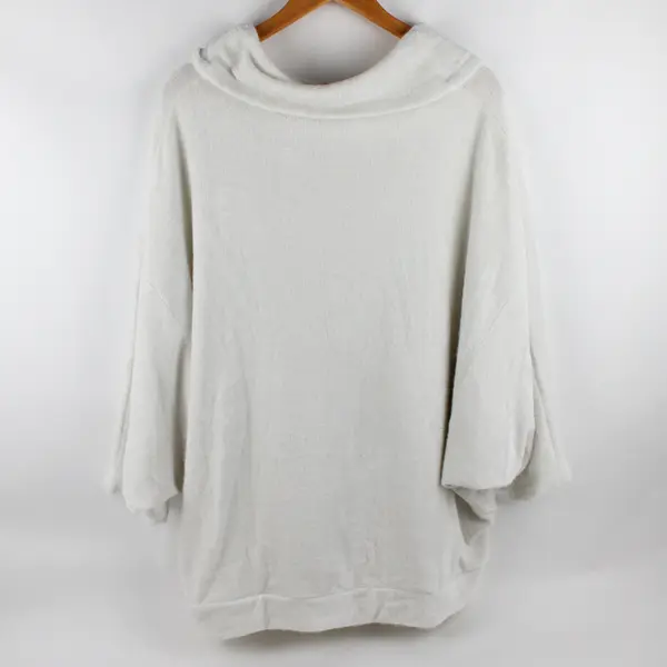 Lane Bryant Women's 22/24 White Cowl Neck Pullover Short Dolman Sleeve Sweater