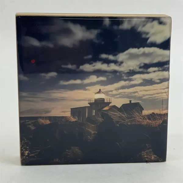 Wooden Lighthouse Nautical Coastal Drink Coaster 4in 