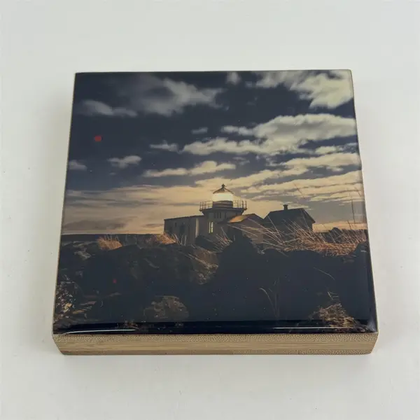 Wooden Lighthouse Nautical Coastal Drink Coaster 4in 