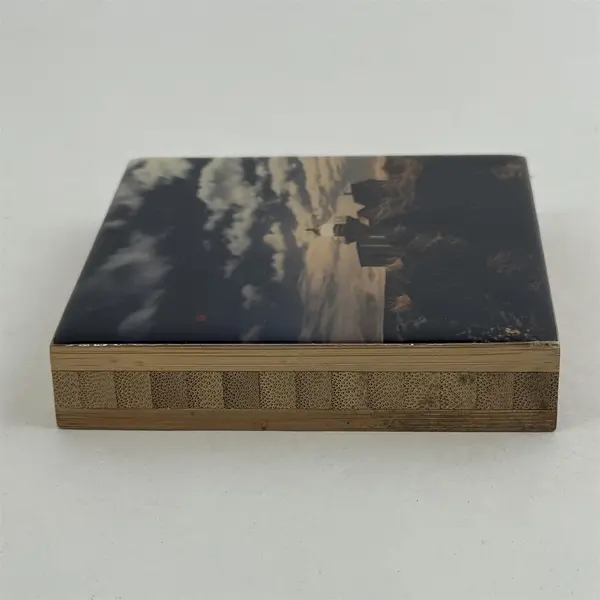 Wooden Lighthouse Nautical Coastal Drink Coaster 4in 