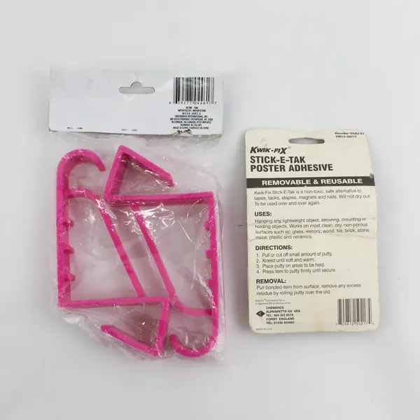 Lot of Pink Over-the-Door Hooks & Self Adhesive Strips Used