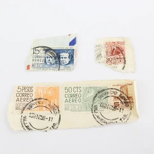 Lot Of 5 Mexico Stamps Used On Paper Canceled 1950s Airmail