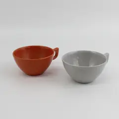 Lot of 2 Flyte Cups Grey & Orange Glassware Drinkware
