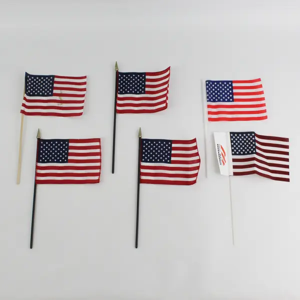 Lot of 6 Small American Flags 11x2 Handheld Tabletop Patriotic