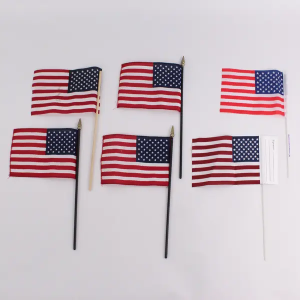 Lot of 6 Small American Flags 11x2 Handheld Tabletop Patriotic