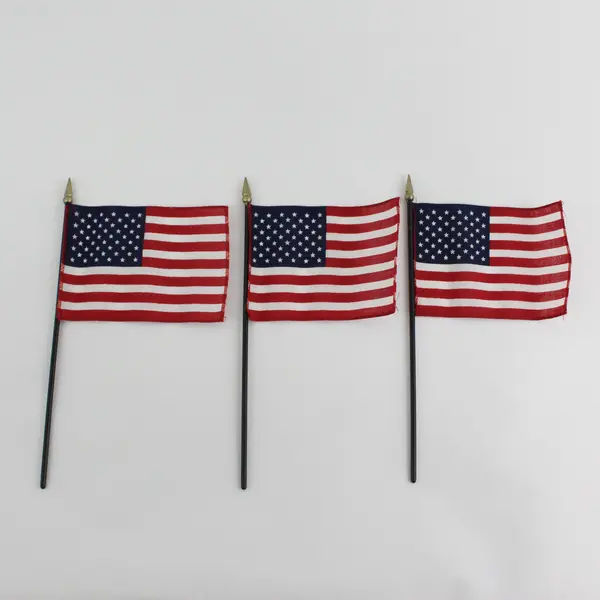 Lot of 6 Small American Flags 11x2 Handheld Tabletop Patriotic
