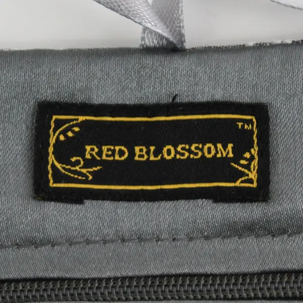 Red Blossom Grey Satin Travel Jewelry Roll Organizer Compact 4.5x3x1