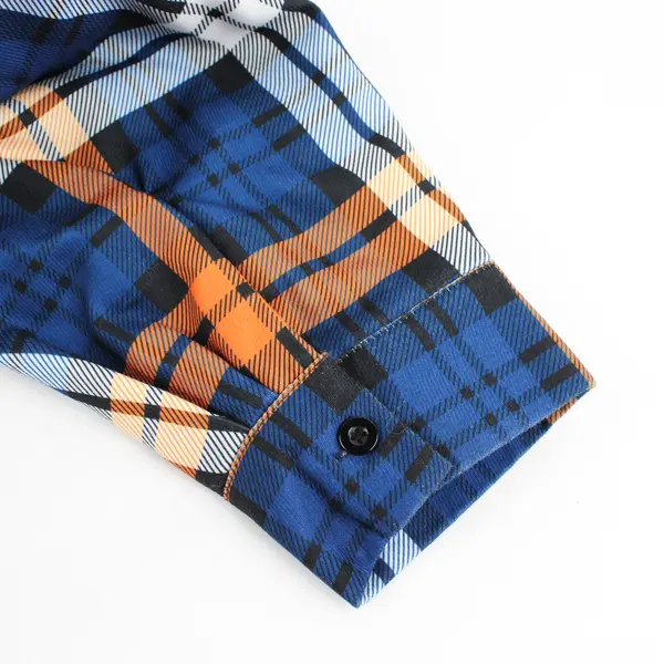 Unbranded Men's L Blue & Orange Plaid Jacket with Full Zip Hoodie Lining