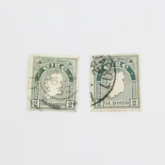 Lot Of 2 Irish Free State Map Of Ireland 2 Penny Stamps Used Canceled 1920s