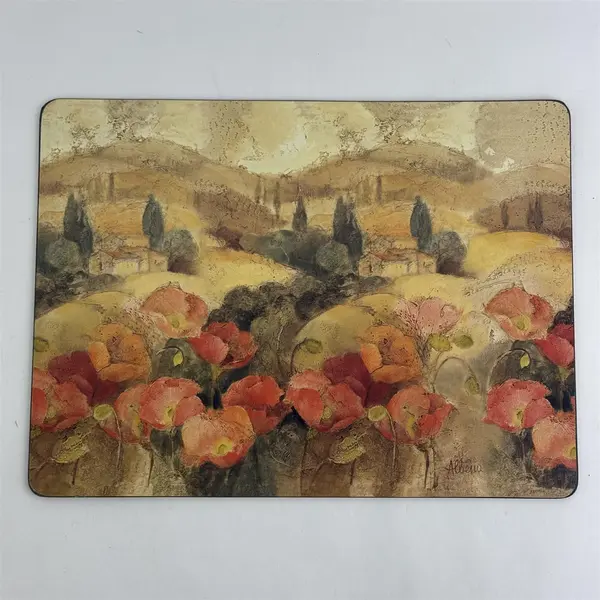 Lot of 2 Placemats 12x16 Cork Backing Non-Slip Table Mats