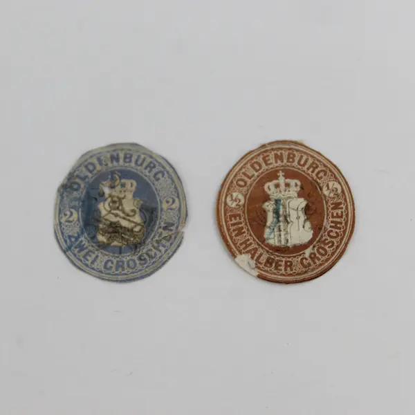 Lot Of 2 German States Oldenburg Cut Out Postal Stationery Stamps Used