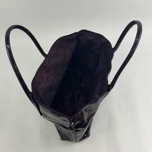 Large Burgundy Croc-Embossed Faux Leather Tote Handbag Structured Top-Handle