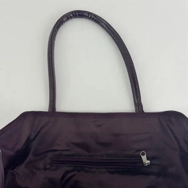 Large Burgundy Croc-Embossed Faux Leather Tote Handbag Structured Top-Handle