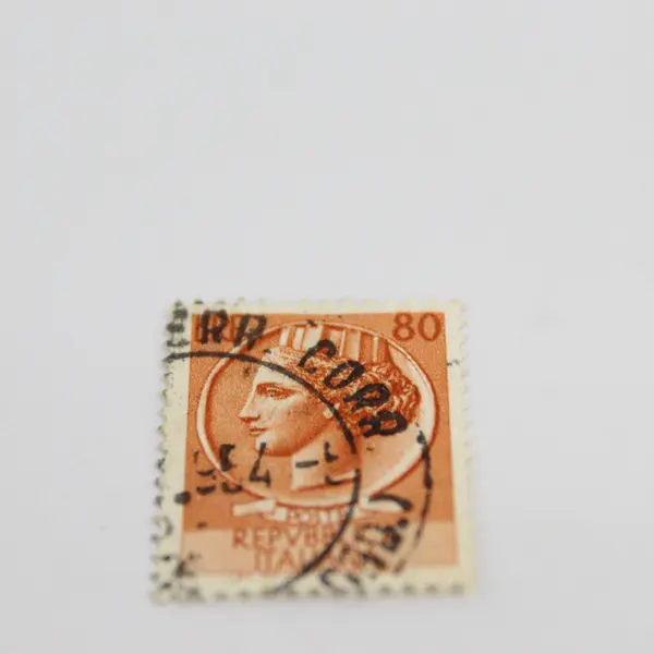 1954 Italy Coin Of Syracuse 80 Lire Stamp Used Canceled