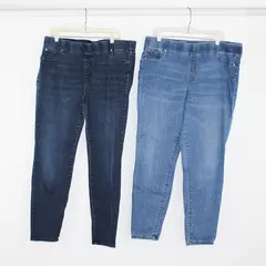 Lot of 2 Amazon Essentials Women's 18L Dark & Light Wash Pull On Jeggings
