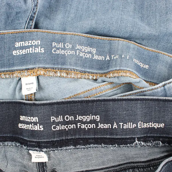 Lot of 2 Amazon Essentials Women's 18L Dark & Light Wash Pull On Jeggings