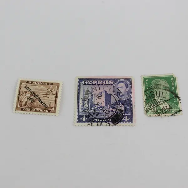 Lot Of 3 Used Stamps Turkey Malta Cyprus Canceled 1930s 1940s