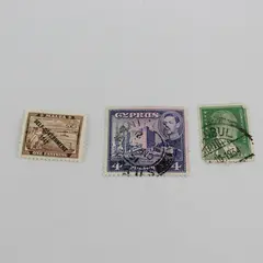 Lot Of 3 Used Stamps Turkey Malta Cyprus Canceled 1930s 1940s