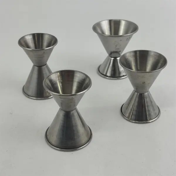 Lot of 4 Stainless Steel Double Jiggers Bar Tools Cocktail Measuring