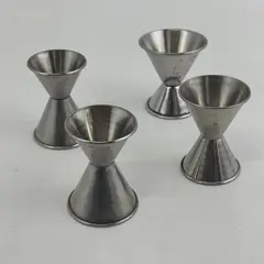 Lot of 4 Stainless Steel Double Jiggers Bar Tools Cocktail Measuring