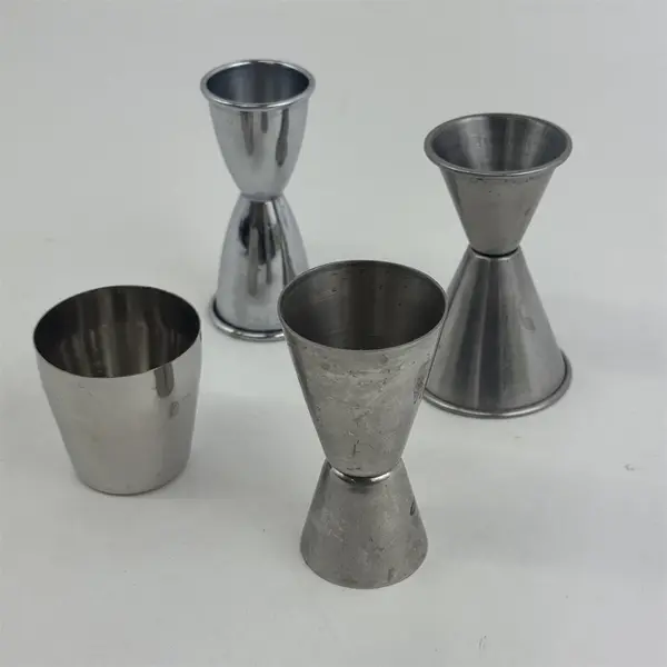 Lot of 4 Stainless Steel Double Jiggers Bar Tools Cocktail Measuring