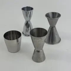 Lot of 4 Stainless Steel Double Jiggers Bar Tools Cocktail Measuring