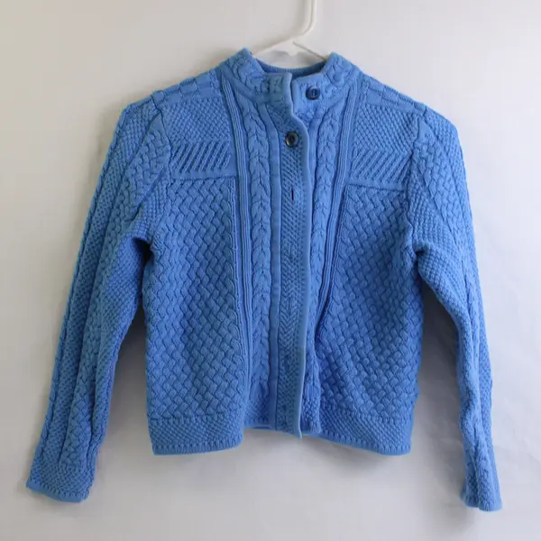 Vintage L.L. Bean Women’s XS Petite Blue Cotton Knit Button Up Cardigan Sweater