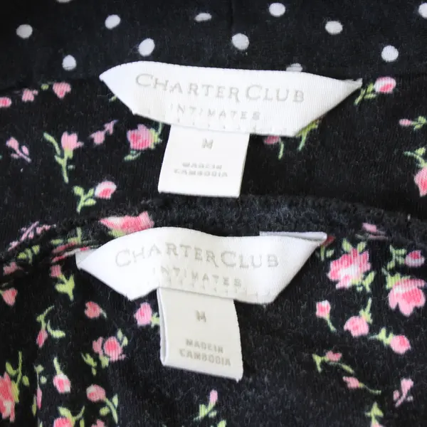 Charter Club Intimates Floral Polka Dot Black Robe & Nightgown Set Women's Med